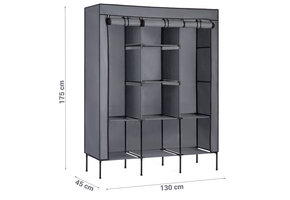 Garderobekast 45 x 130 x 175 cm – 8 planken – Grafiet