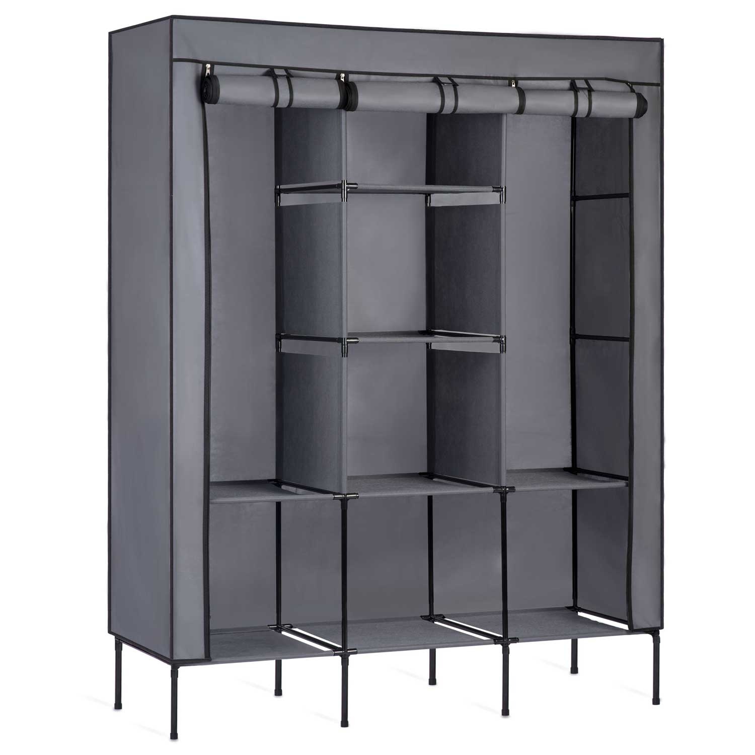 Garderobekast 45 x 130 x 175 cm – 8 planken – Grafiet