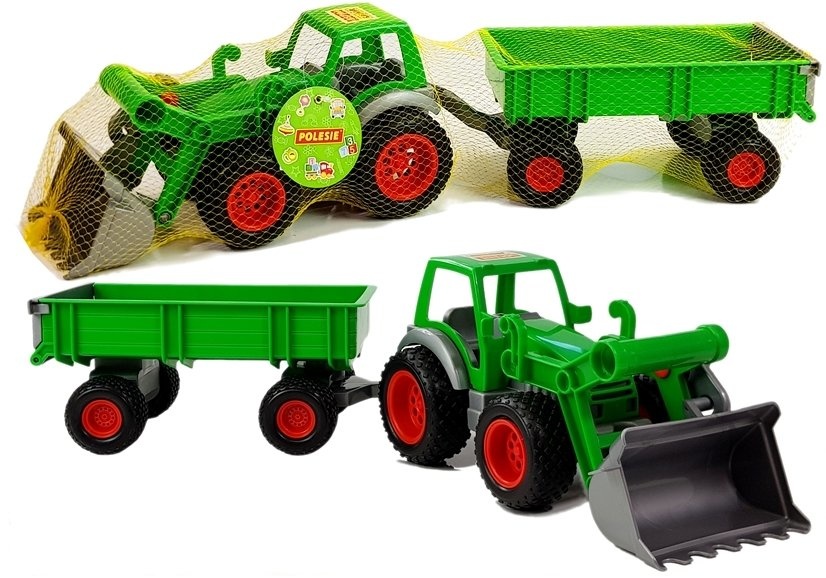 Speelgoed trekker met shovel & aanhanger 63 cm – Groen