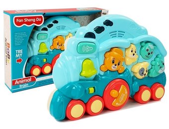 Speelgoed locomotief blauw - met verlichting & dieren geluiden