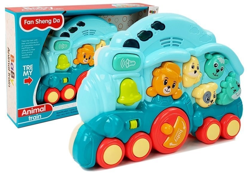 Speelgoed locomotief blauw - met verlichting & dieren geluiden