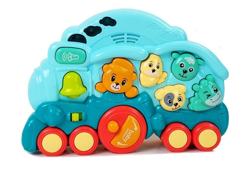 Speelgoed locomotief blauw - met verlichting & dieren geluiden
