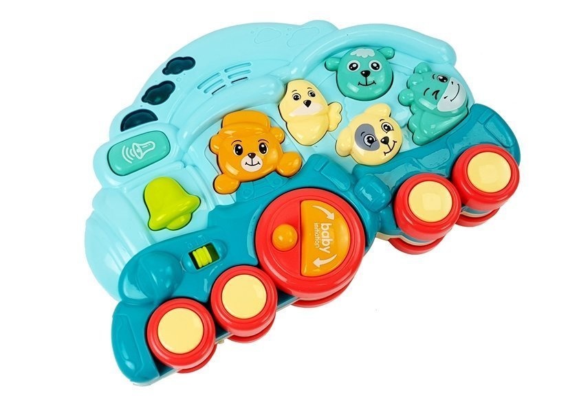 Speelgoed locomotief blauw - met verlichting & dieren geluiden