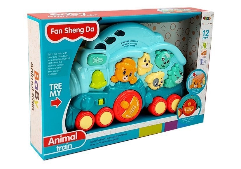 Speelgoed locomotief blauw - met verlichting & dieren geluiden