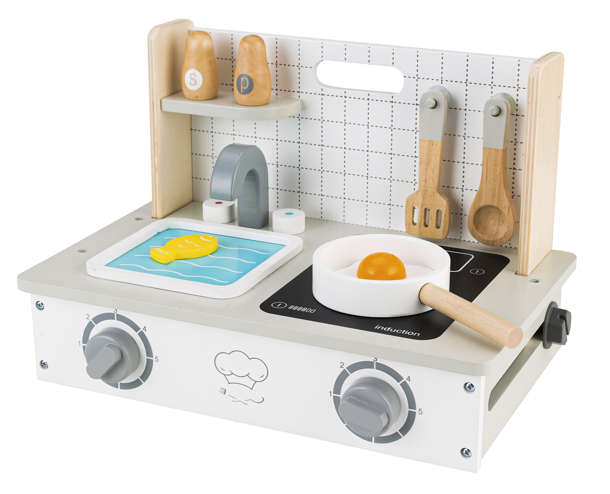 Houten fornuis + accessoires speelset – 35 x 25 x 22 cm