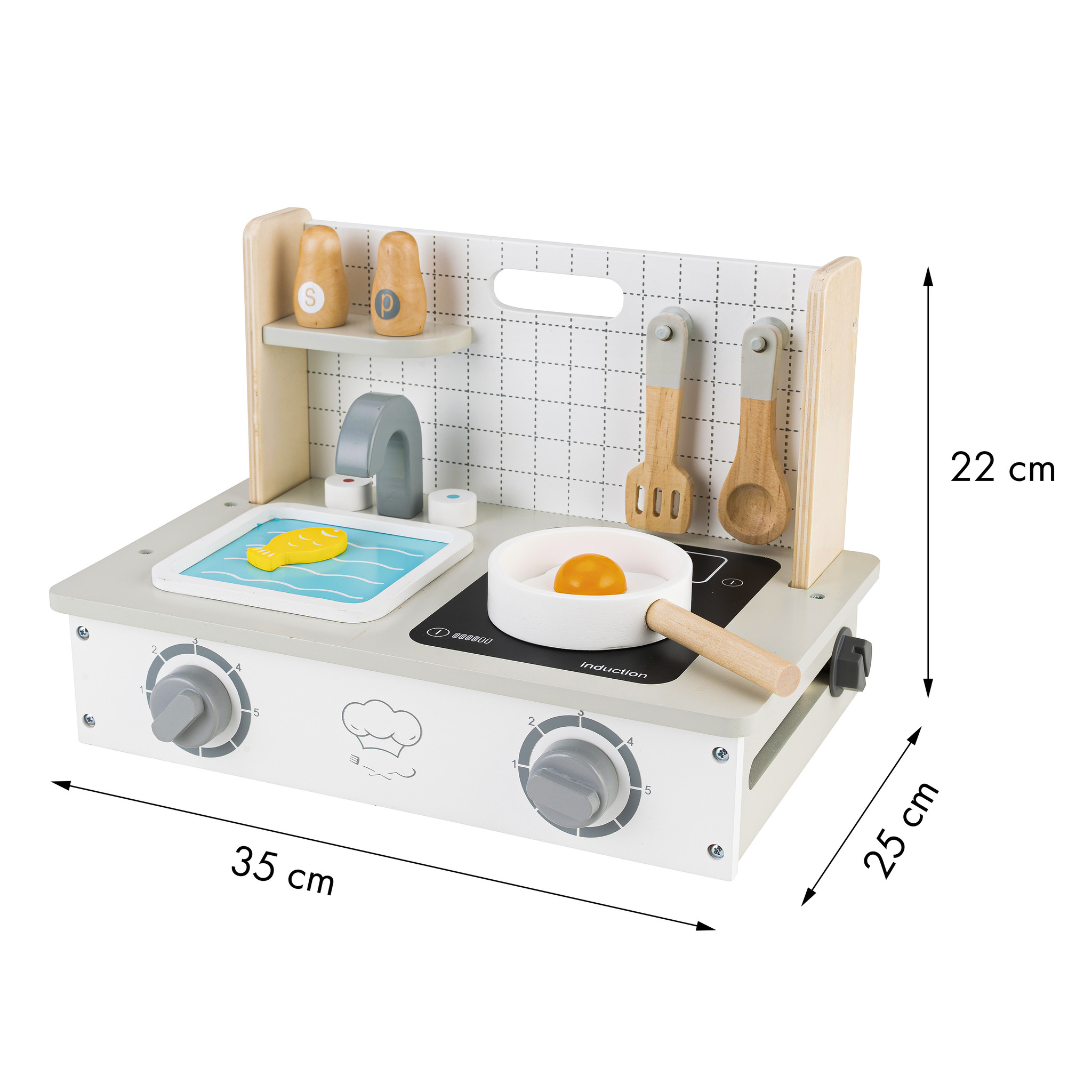 Houten fornuis + accessoires speelset – 35 x 25 x 22 cm