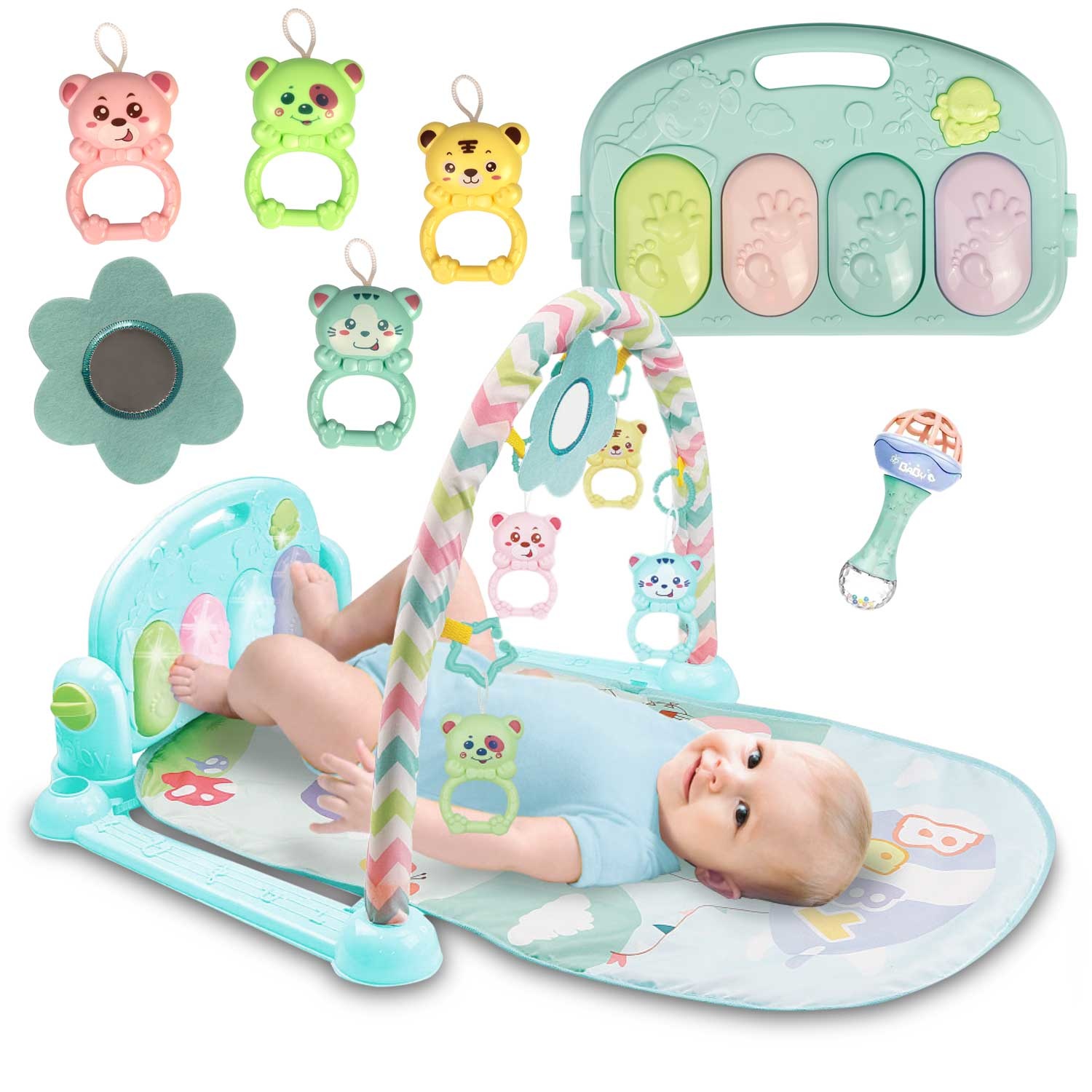 Baby gym mat met speelboog + piano – 75 x 69 x 45 cm