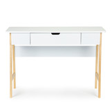 Bureau consoletafel kaptafel 107,5 x 40 x 74 cm – Wit + grenen