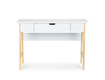 Bureau consoletafel kaptafel 107,5 x 40 x 74 cm – Wit + grenen