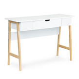 Bureau consoletafel kaptafel 107,5 x 40 x 74 cm – Wit + grenen
