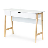 Bureau consoletafel kaptafel 107,5 x 40 x 74 cm – Wit + grenen