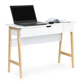 Bureau consoletafel kaptafel 107,5 x 40 x 74 cm – Wit + grenen