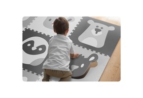 Foam puzzel speelmat 180x180cm - 9 stuks - grijze dieren
