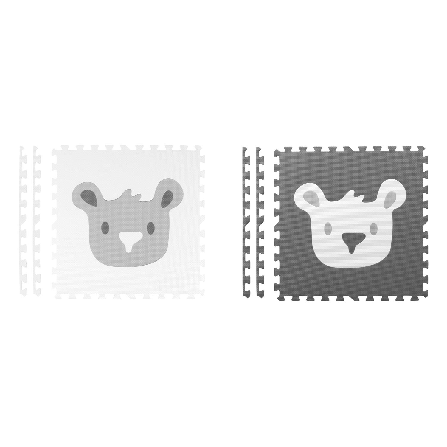 Foam puzzel speelmat 180x180cm - 9 stuks - grijze dieren