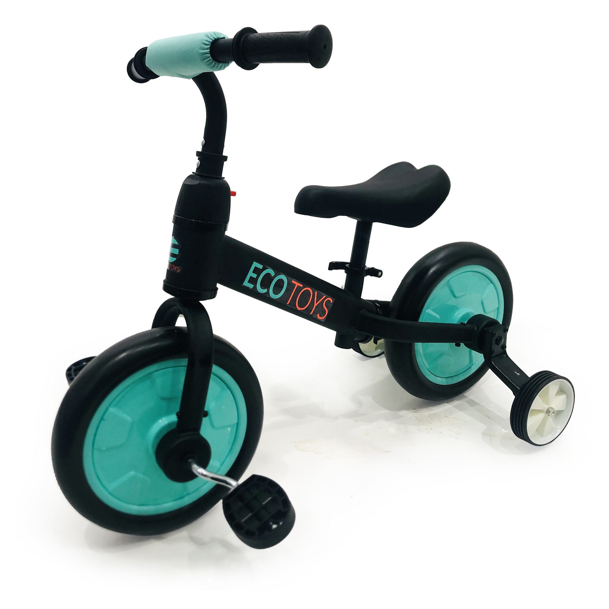Loopfiets met duwstang - tot 30 kg belasting - zwart met blauw