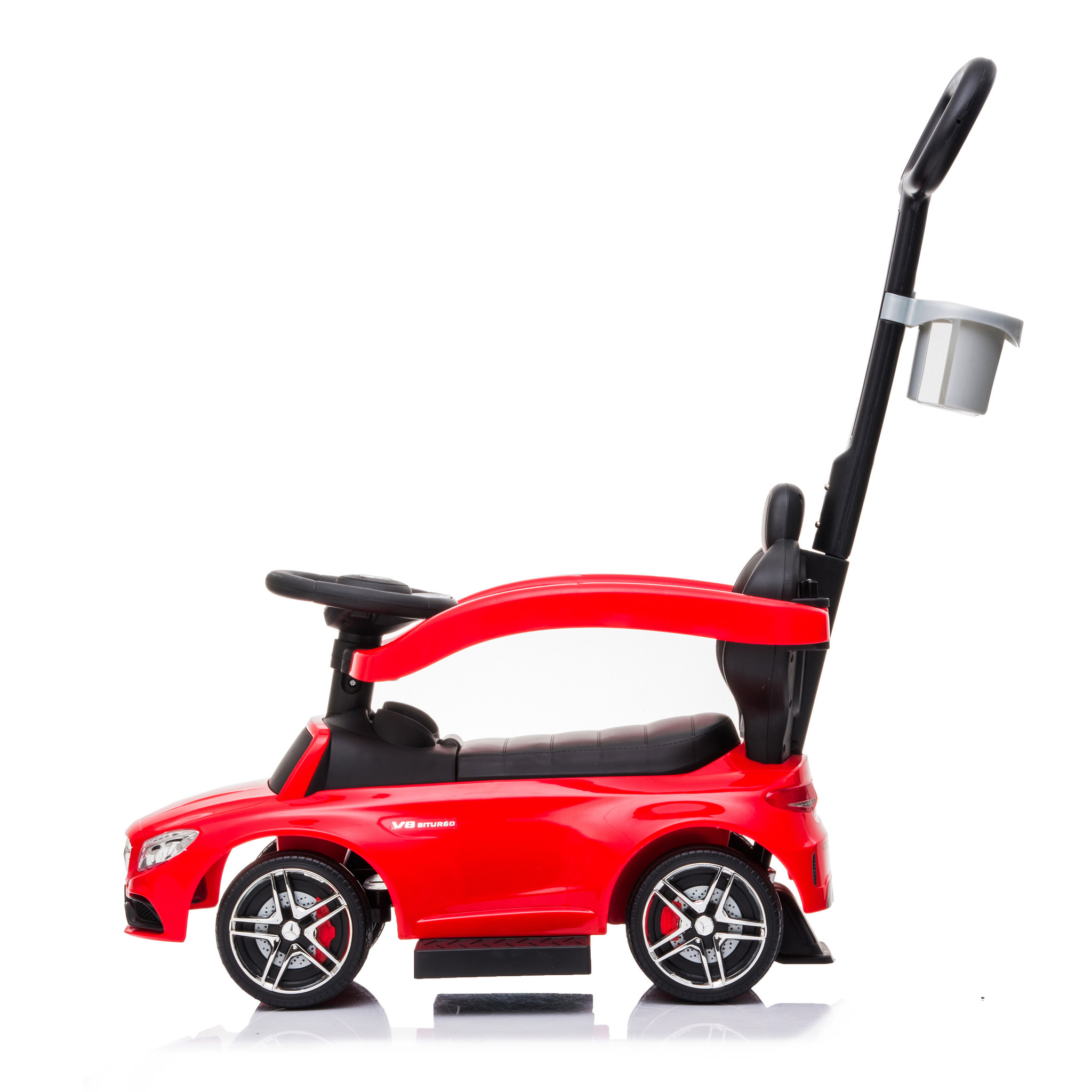 Mercedes AMG loopwagen rood met duwstang