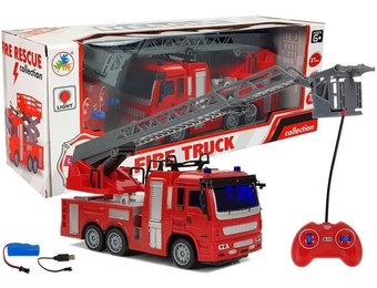 RC-brandweerauto - met beweegbare ladder - 27 Mhz 1:30