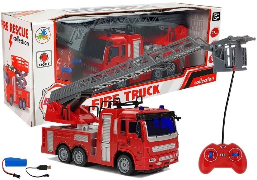 RC-brandweerauto - met beweegbare ladder - 27 Mhz 1:30