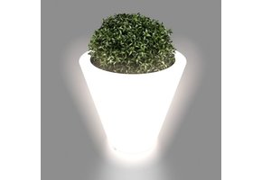 Bloempot wit met LED-verlichting 50 cm hoog
