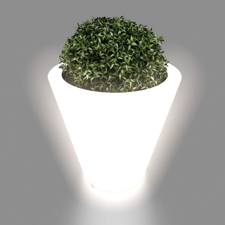 Bloempot wit met LED-verlichting 50 cm hoog