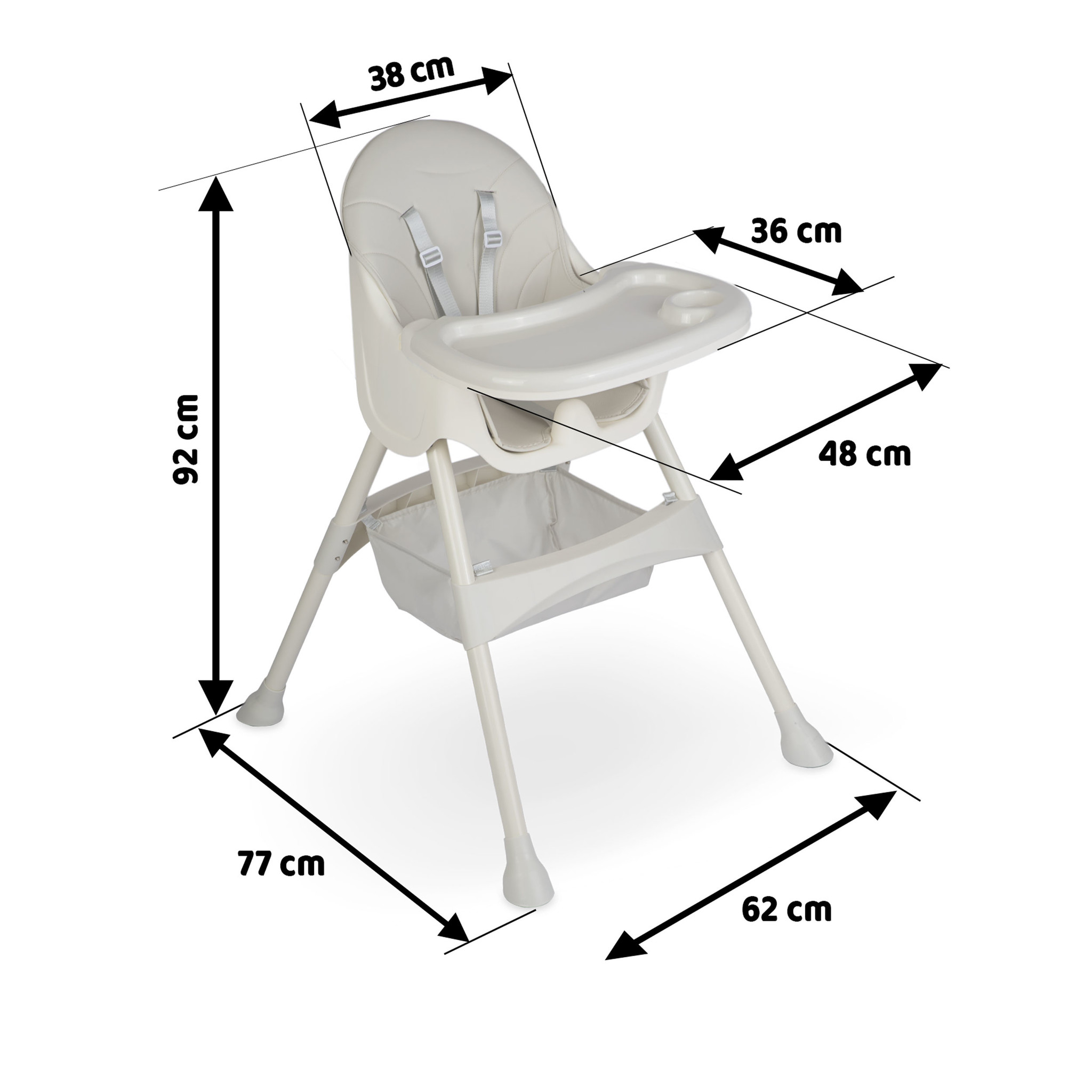 Kinderstoel met tafel & mand verstelbaar – Groen