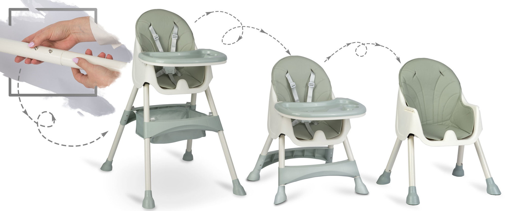 Kinderstoel met tafel & mand verstelbaar – Groen