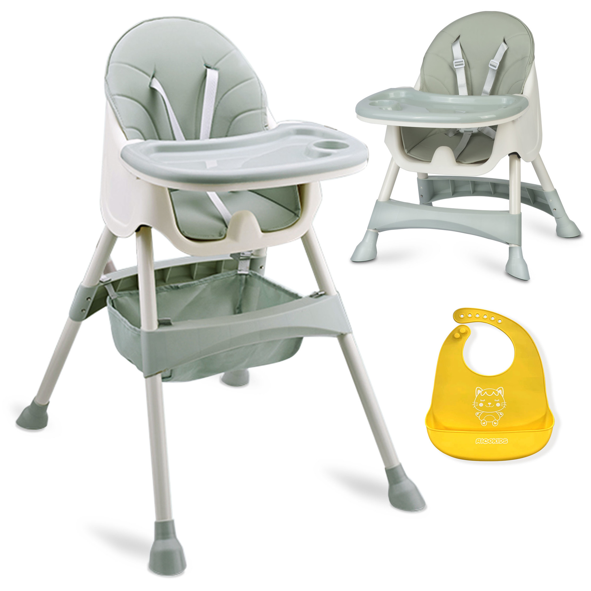Kinderstoel met tafel & mand verstelbaar – Groen