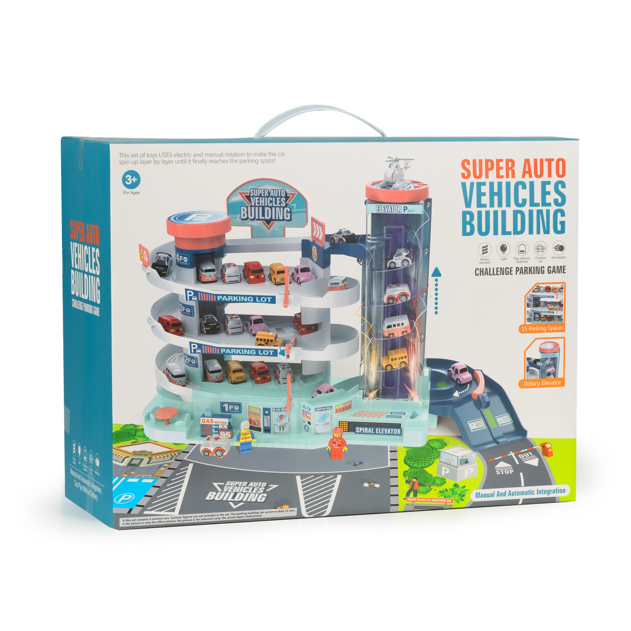 Parkeergarage speelset met elektrische lift + auto’s