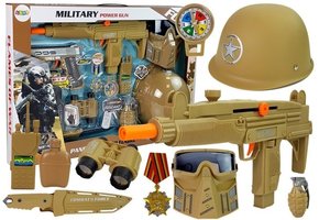 Militaire speelset met geweer & helm + geluid