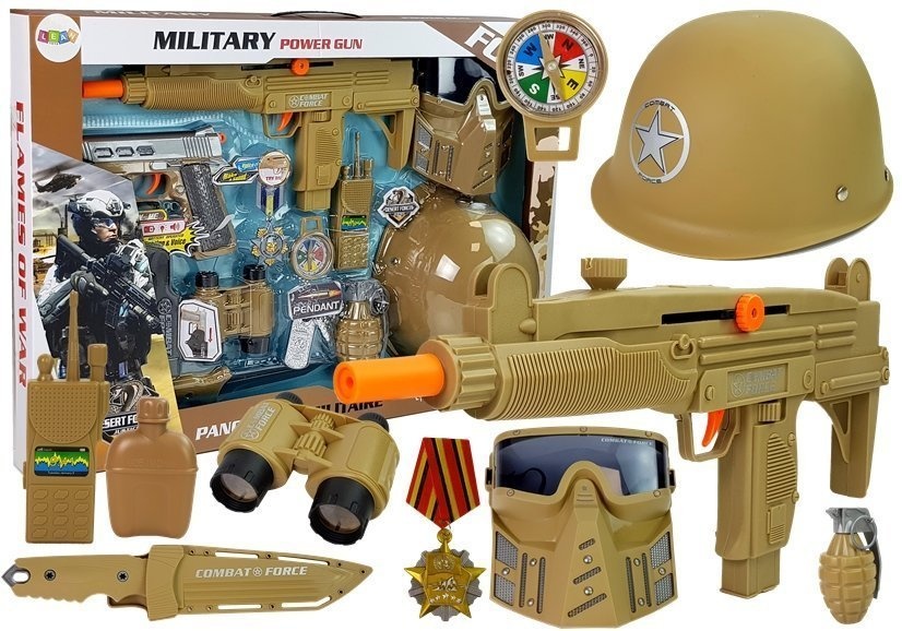 Militaire speelset met geweer & helm + geluid