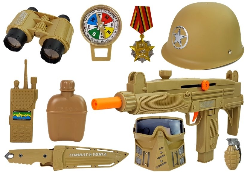 Militaire speelset met geweer & helm + geluid
