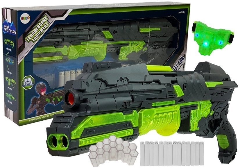 Nerf geweer glow in the dark + foam kogels
