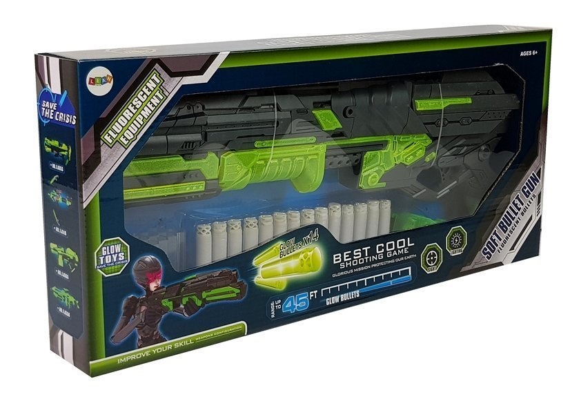 Nerf geweer glow in the dark + foam kogels