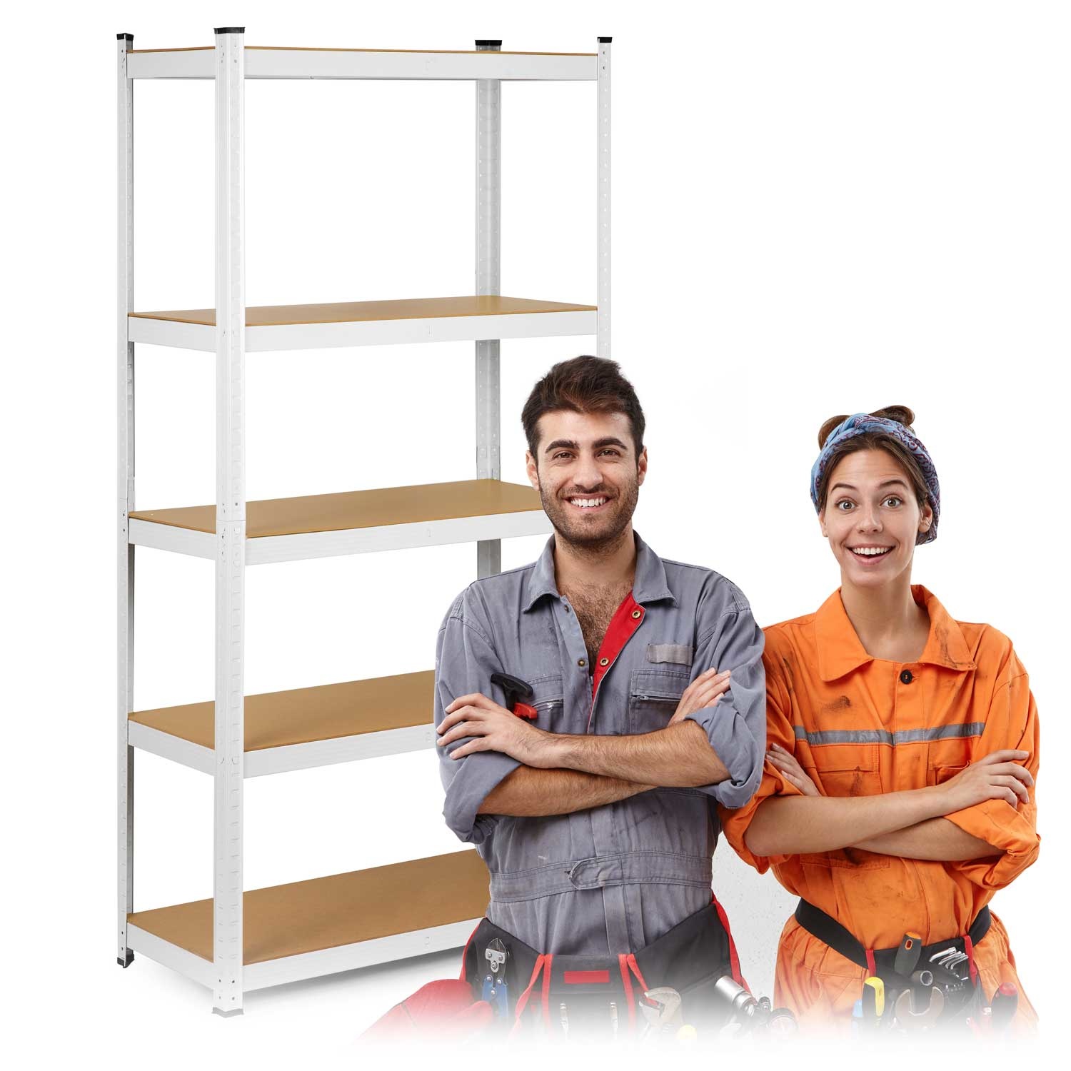 Opbergrek stellingkast 5 planken Wit – 180 x 90 x 40 cm
