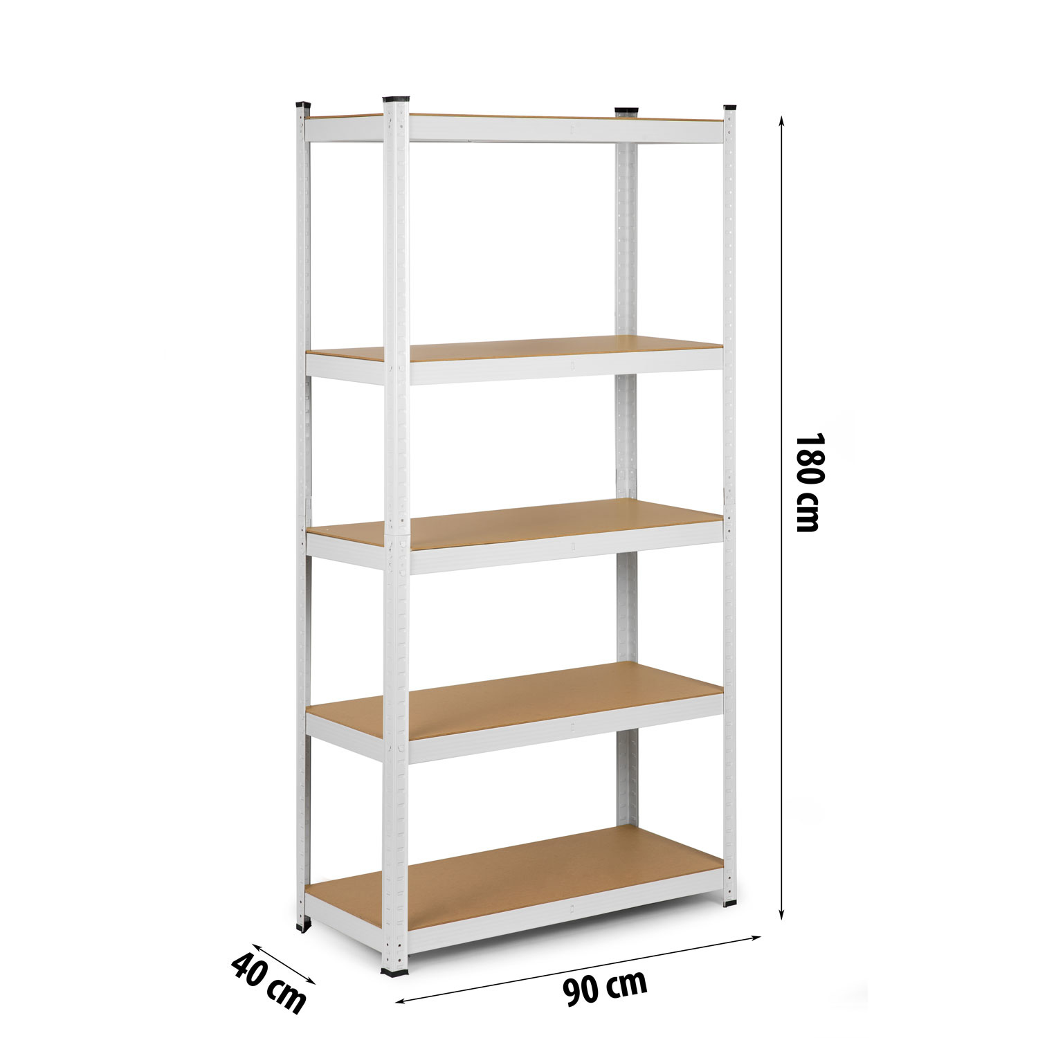 Opbergrek stellingkast 5 planken Wit – 180 x 90 x 40 cm