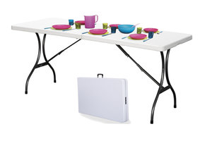 Klaptafel voor buiten 240 x 70 cm Wit – Opvouwbaar tot koffer