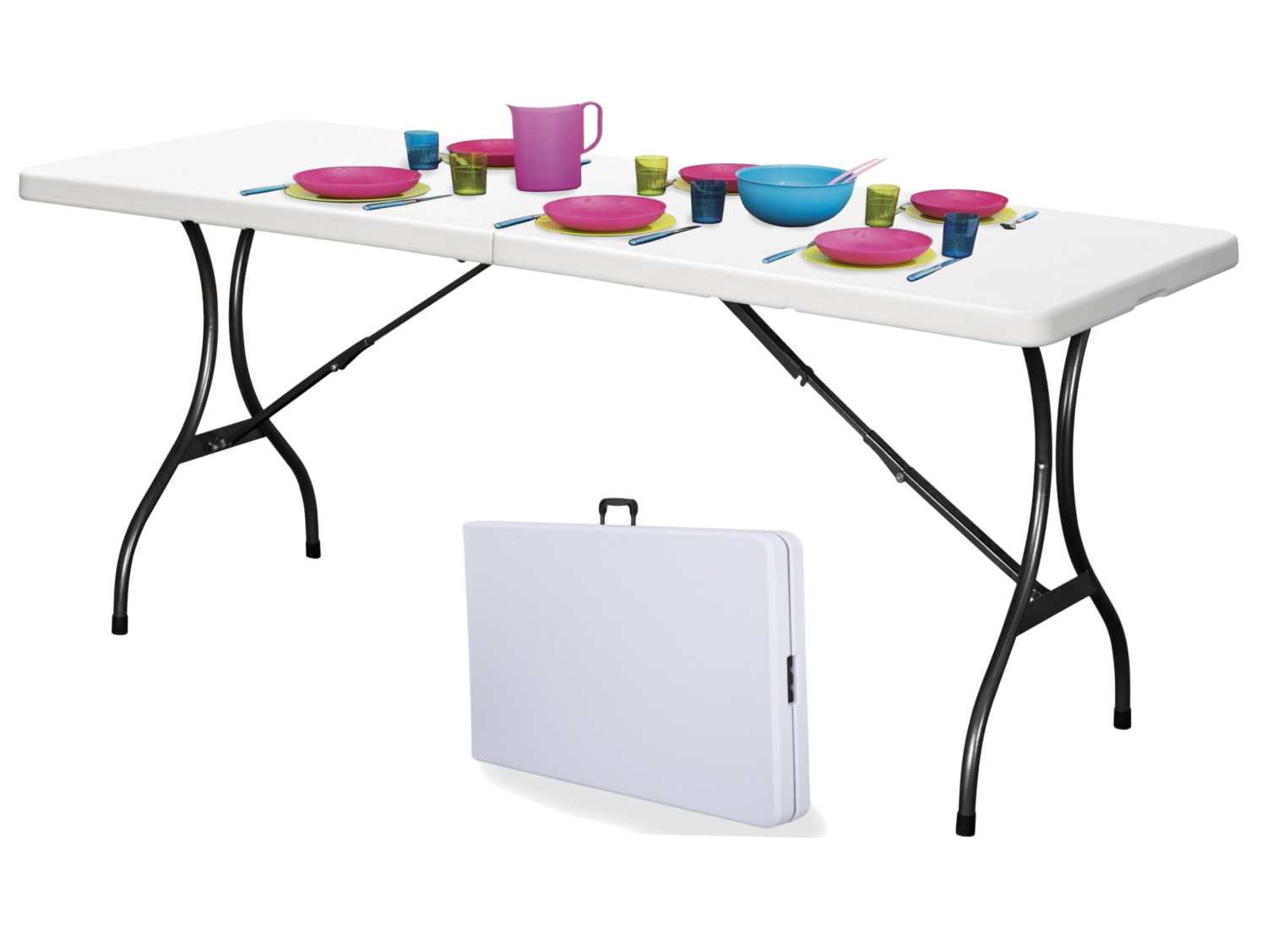 Klaptafel voor buiten 240 x 70 cm Wit – Opvouwbaar tot koffer