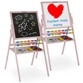 Krijtbord magnetisch dubbelzijdig met telraam & schrijfgerei - Roze