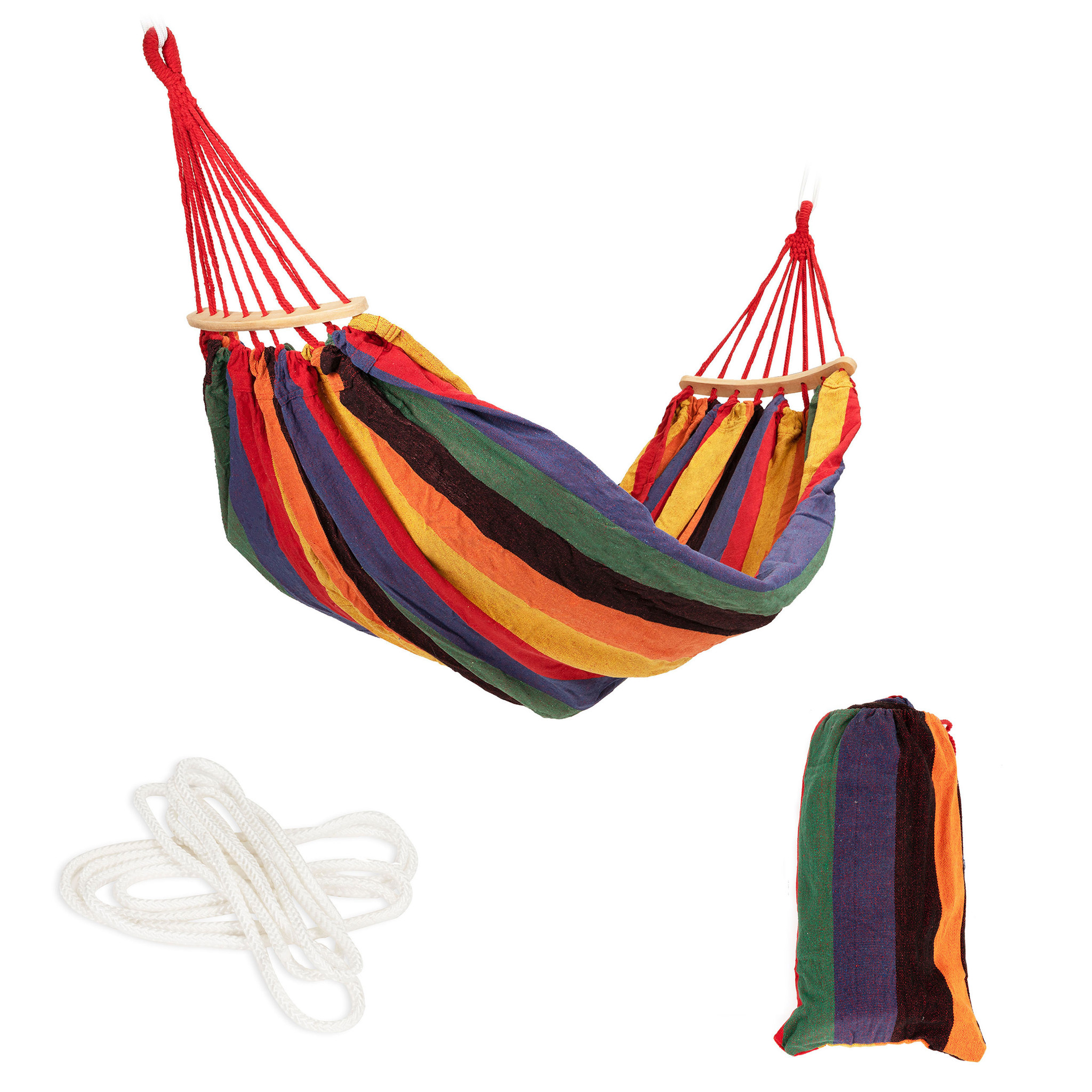 Hangmat 224 x 150 cm – Katoen – Multi kleur + hoes
