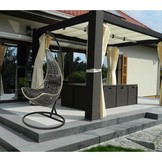 Hangstoel schommelstoel staand – Hoofdsteun + Kussen zwart grijs