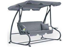 Schommelbank 3-zits grijs - 230 x 127 x 172 cm