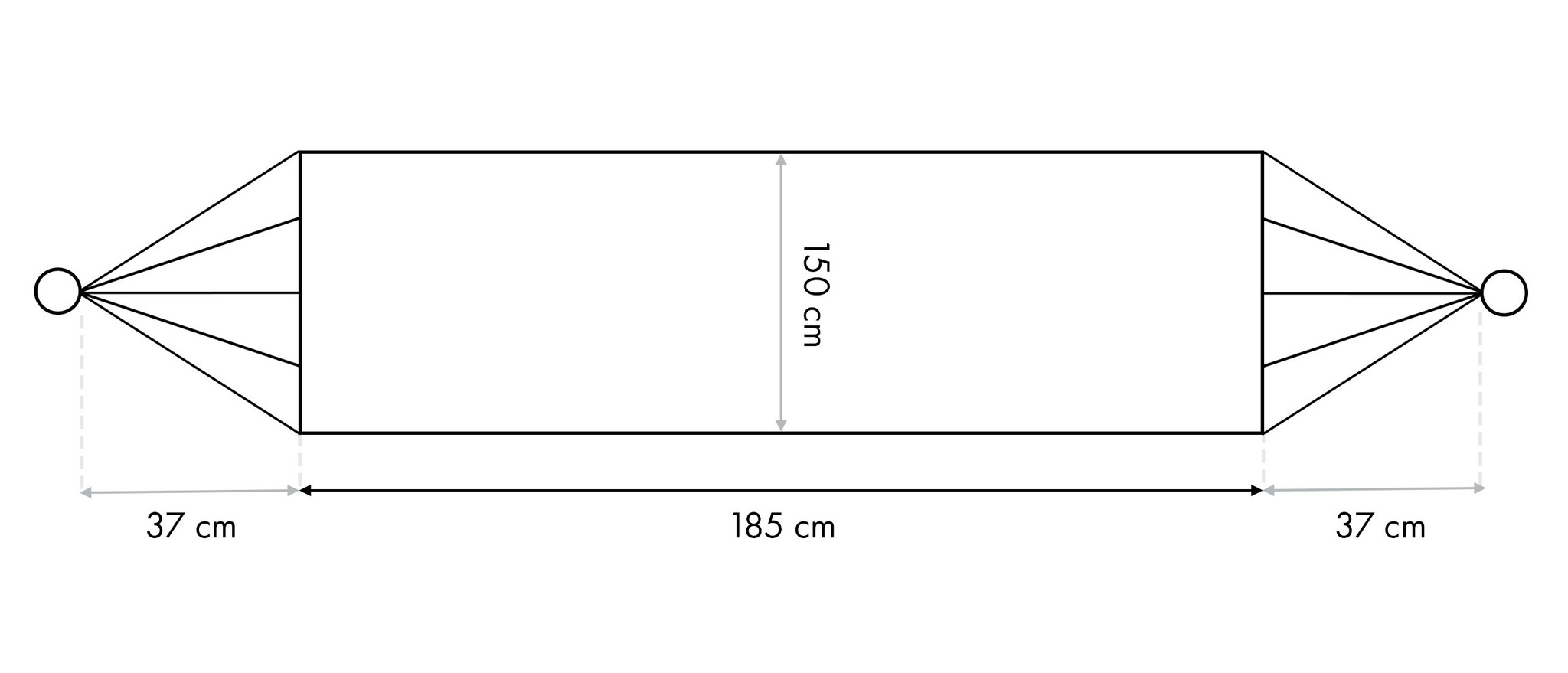 Hangmat 2 persoons - 185 x 150 cm - blauw groen gestreept