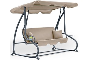 Schommelbank 3-zits beige - 230 x 127 x 172 cm