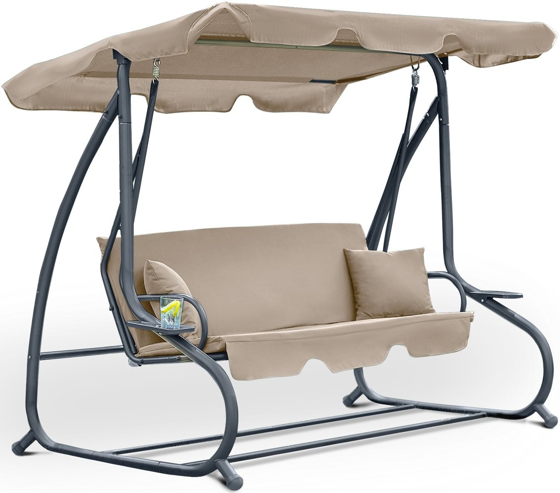 Schommelbank 3-zits beige - 230 x 127 x 172 cm