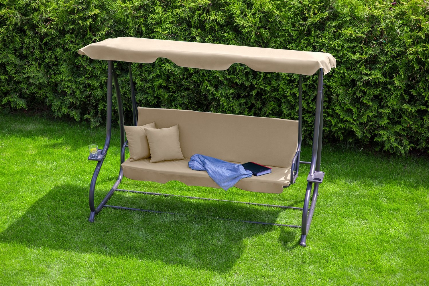 Schommelbank 3-zits beige - 230 x 127 x 172 cm