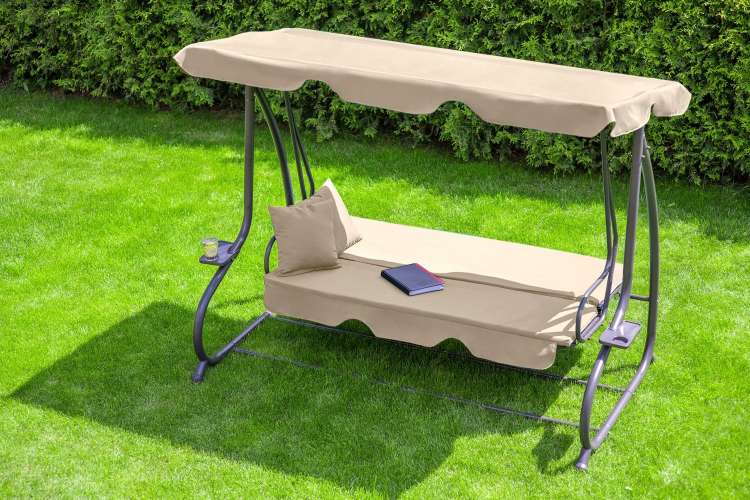 Schommelbank 3-zits beige - 230 x 127 x 172 cm
