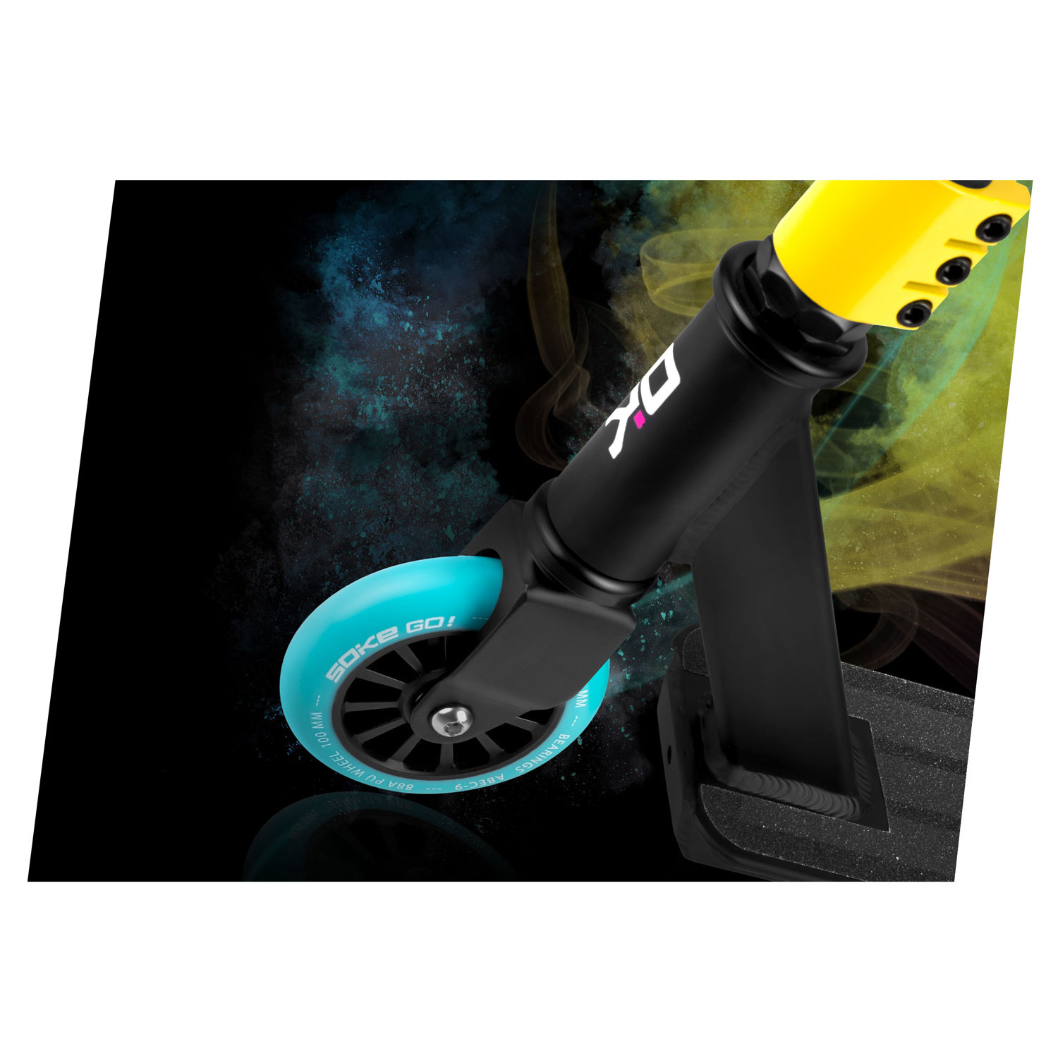 Stunt step zwart met blauw - aluminium - tot 100 kg