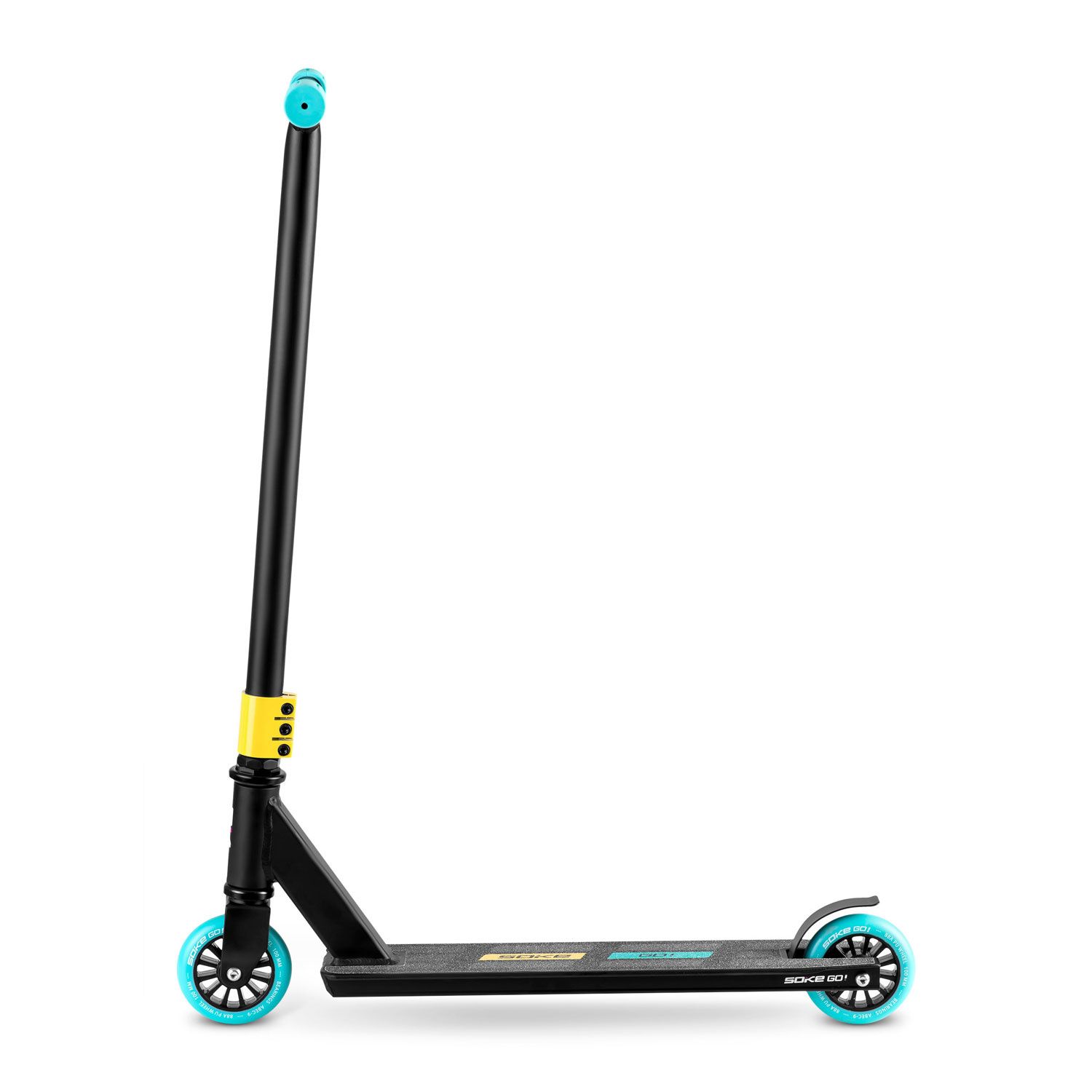 Stunt step zwart met blauw - aluminium - tot 100 kg