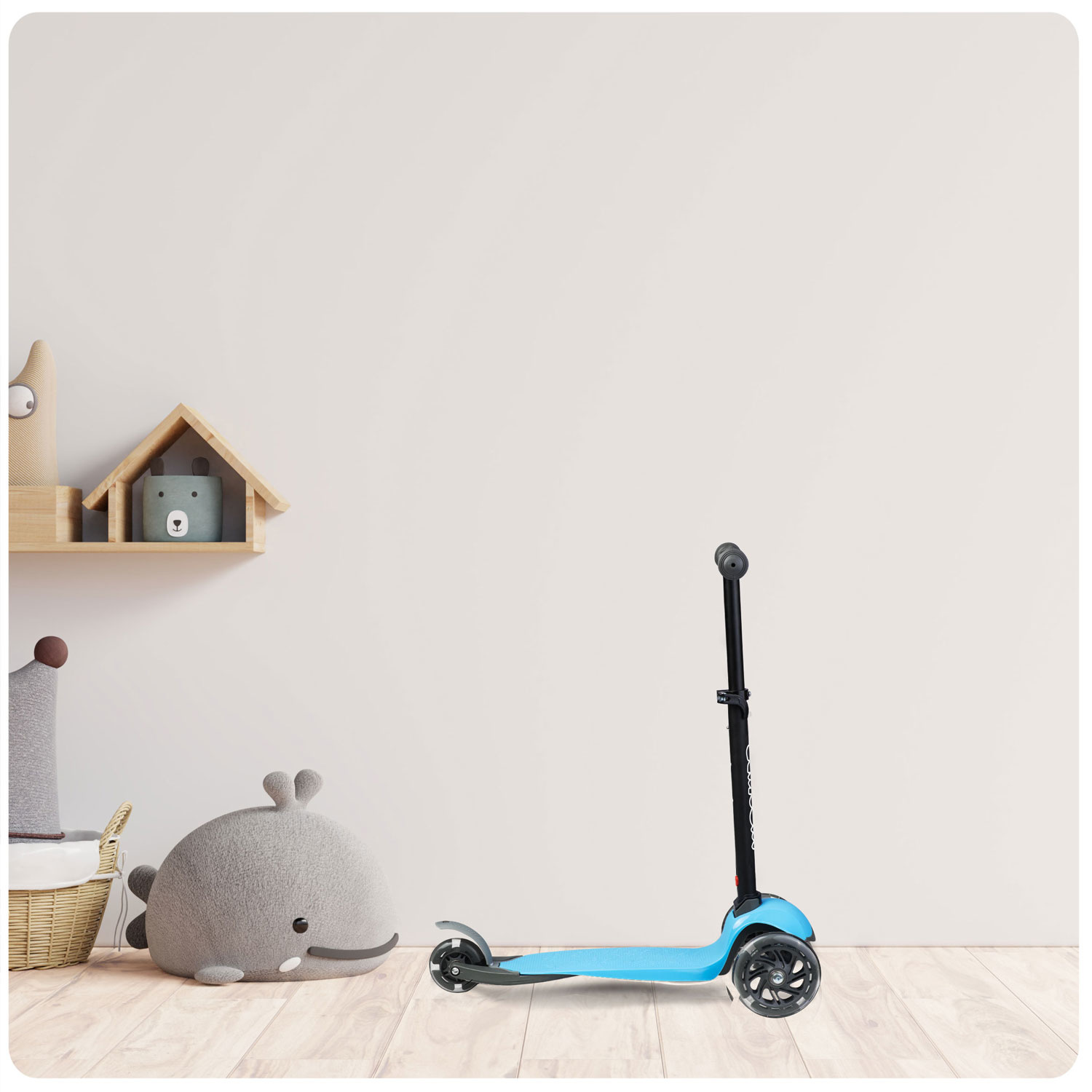 Driewieler step met glow in the dark wielen – Blauw