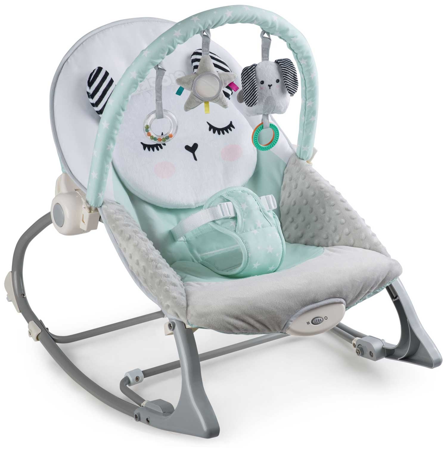 Wipstoeltje met vibratiesysteem Mint + speelband – 70 x 48 cm
